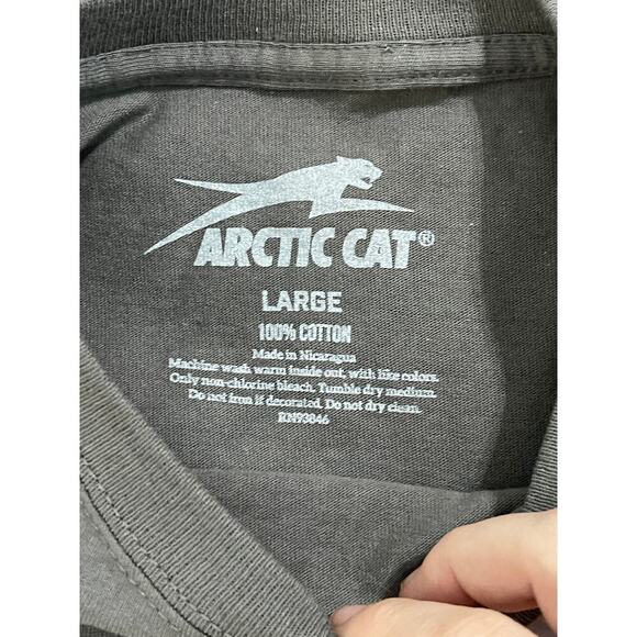 Arctic Cat Gray Grey Youth Size Large Short Sleeve Shirt 100% Cotton Causal - Picture 3 of 4